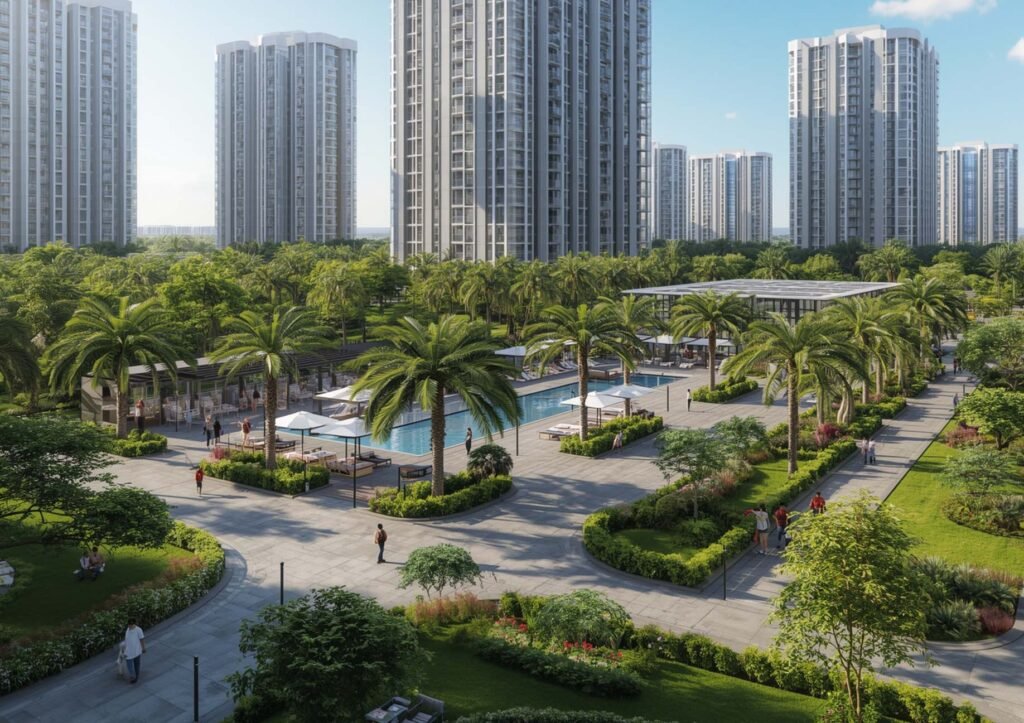 Phối cảnh nội khu công viên xanh dự án Vinhomes Galaxy Nguyễn Trãi (Cao Xà Lá) với cảnh quan hiện đại, tiện ích cao cấp và không gian sống trong lành tại trung tâm Hà Nội